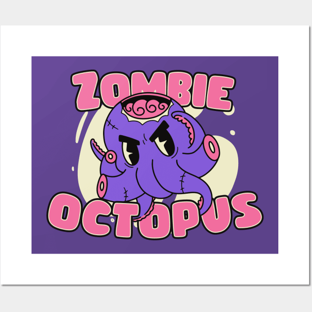 Cute Zombie Octopus // Funny Halloween Zombie Animals Wall Art by SLAG_Creative